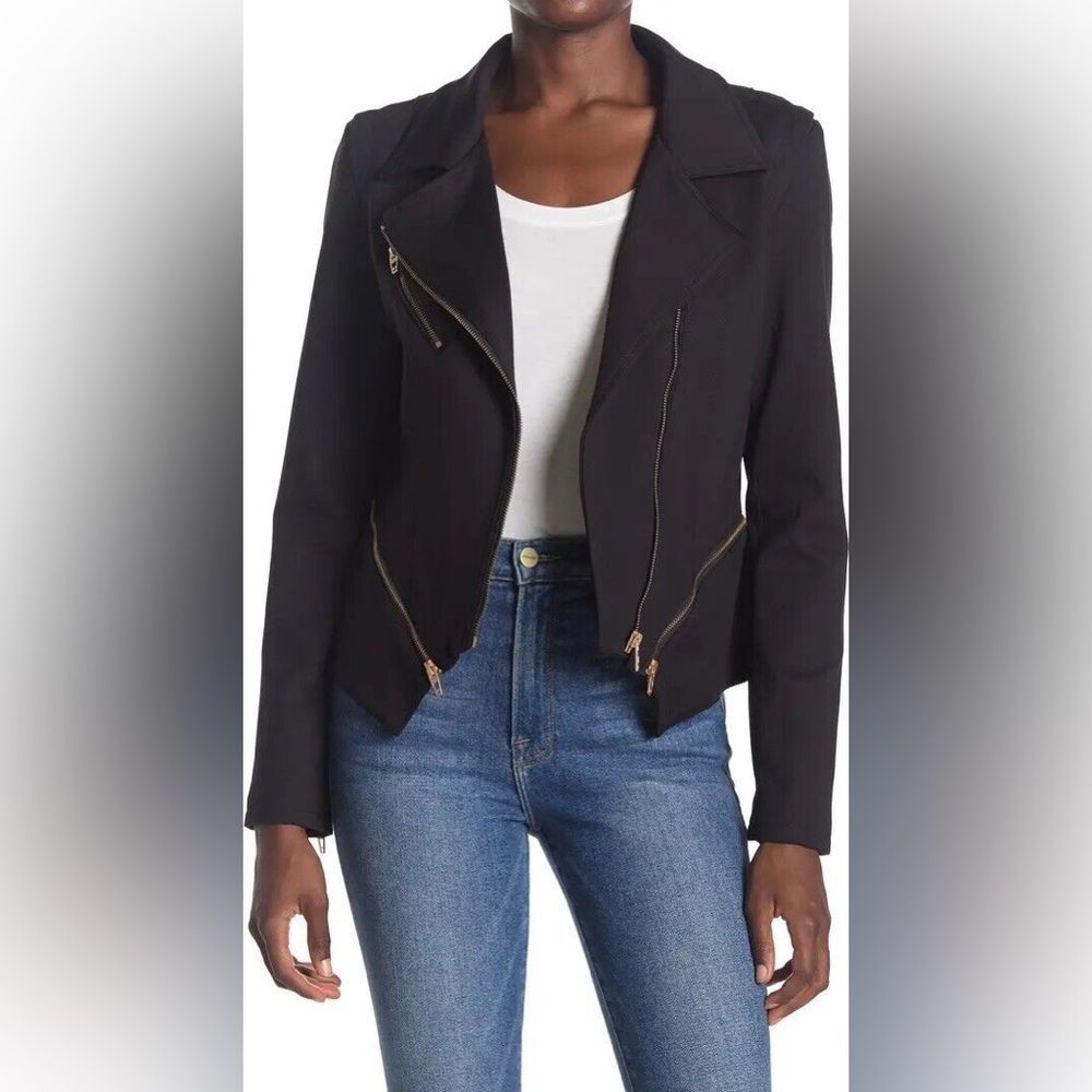 Blank NYC -  Denim Psychopath Ponte Moto Jacket - Black / Rose Gold- NWOT